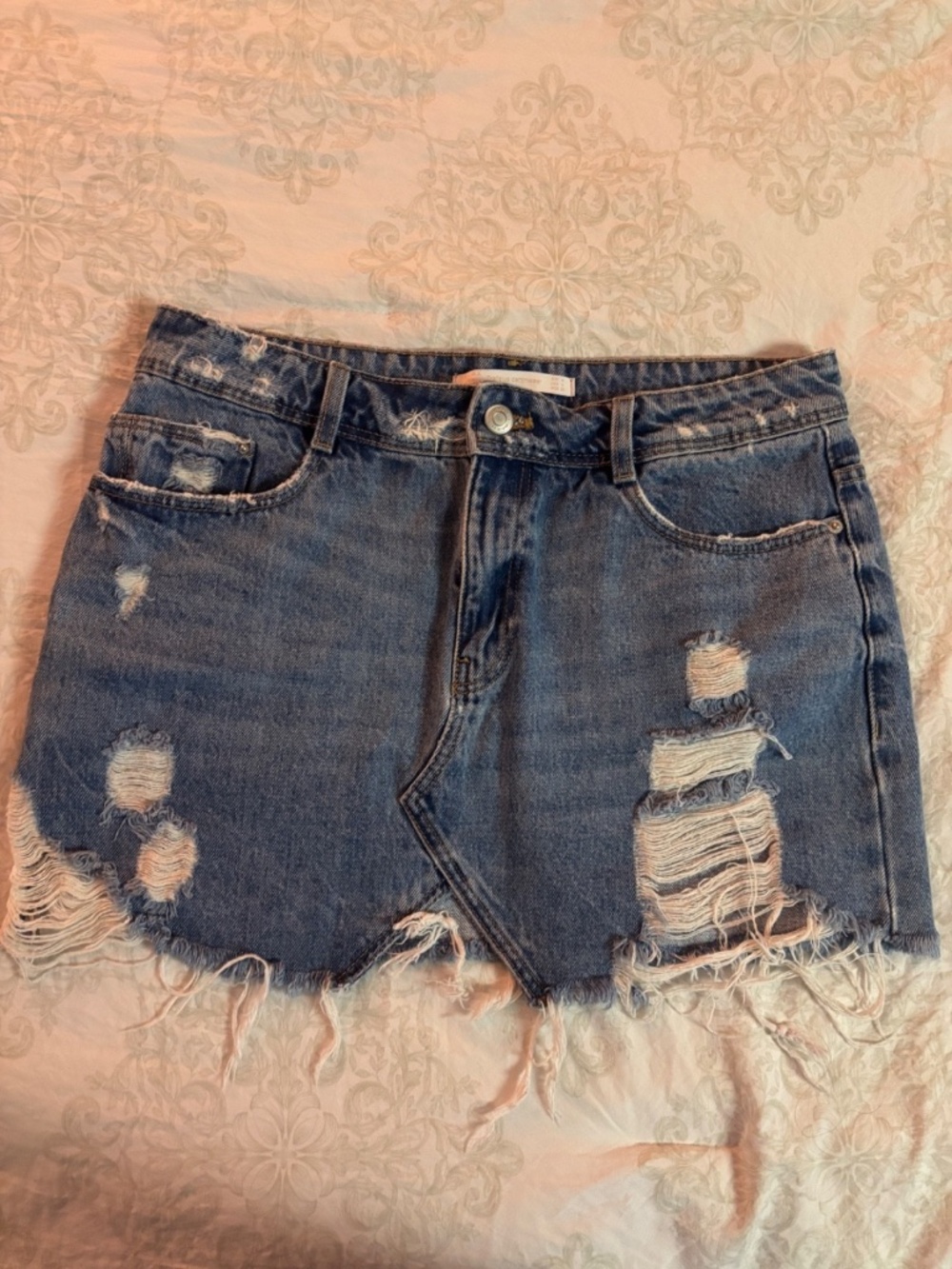 Zara - Blue Jean Shirt w/Rips - Size EU: M, USA: M, MEX: 23